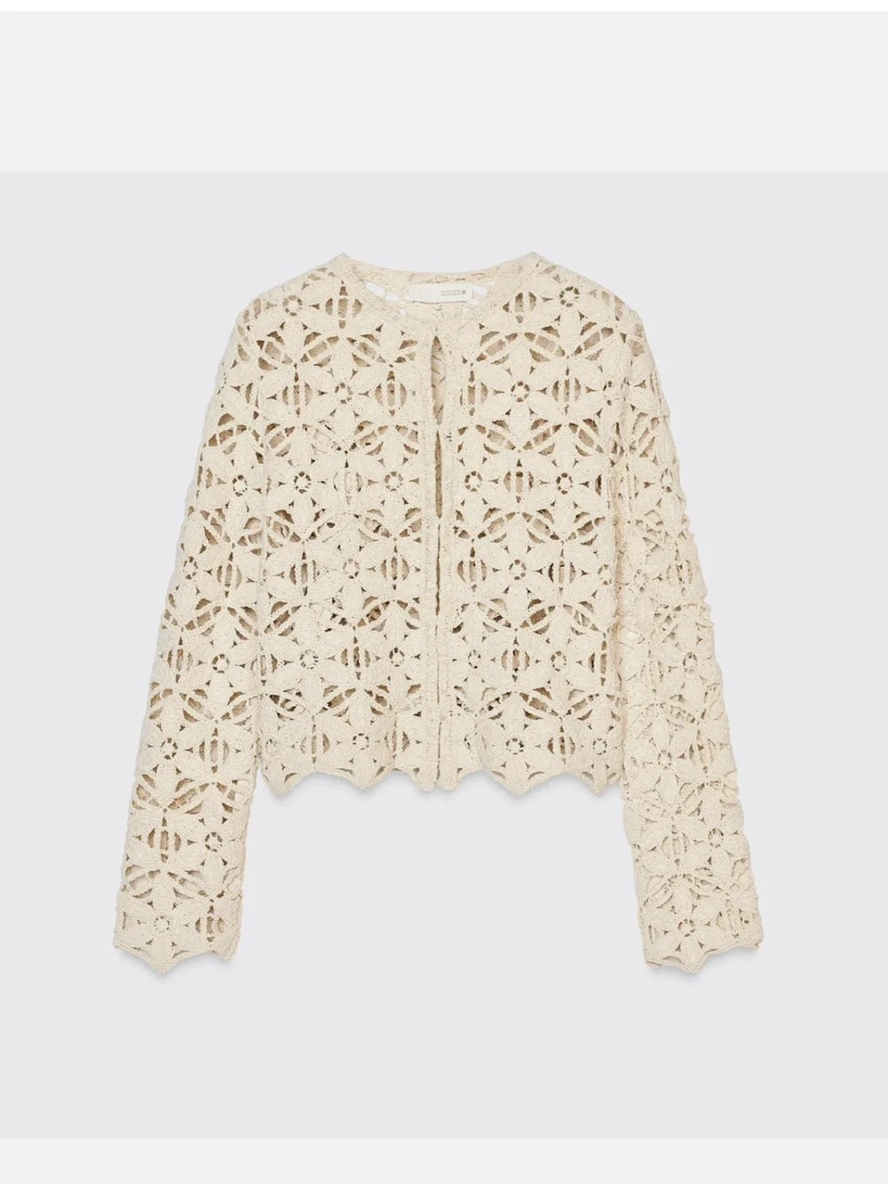 NEW Zara Ecru Sequinned Macrame Cardigan Jacket Size S  🚨NO DISCOUNT